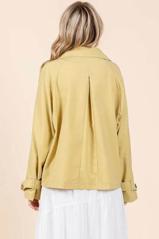 Mittoshop Double Breasted Long Sleeve Trench Coat Jacket