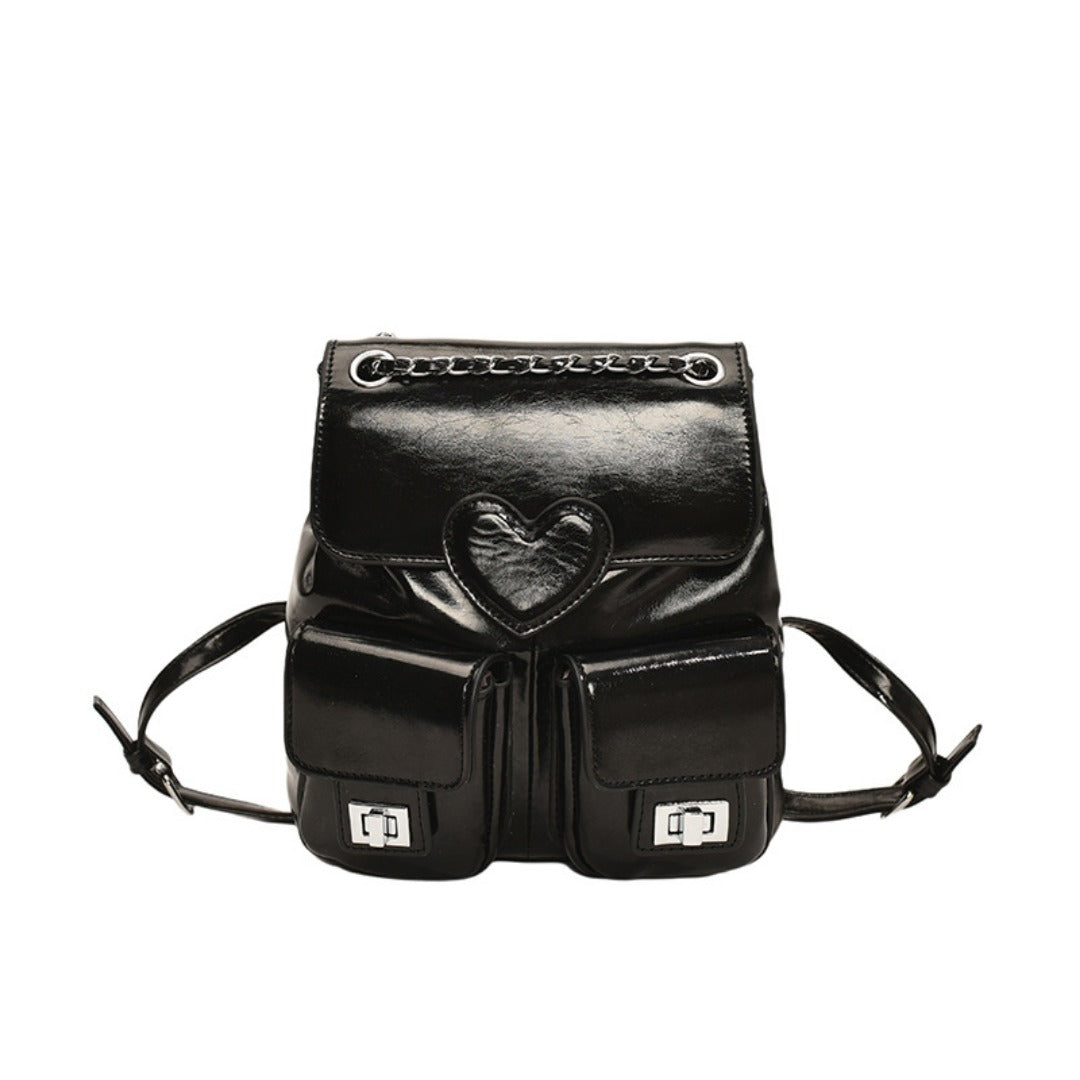 Love pattern women's backpack, versatile chain backpack, fashion travel small backpack purse women