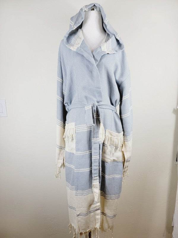 Unisex Robe, Beach or spa Robe with pockets - Sky