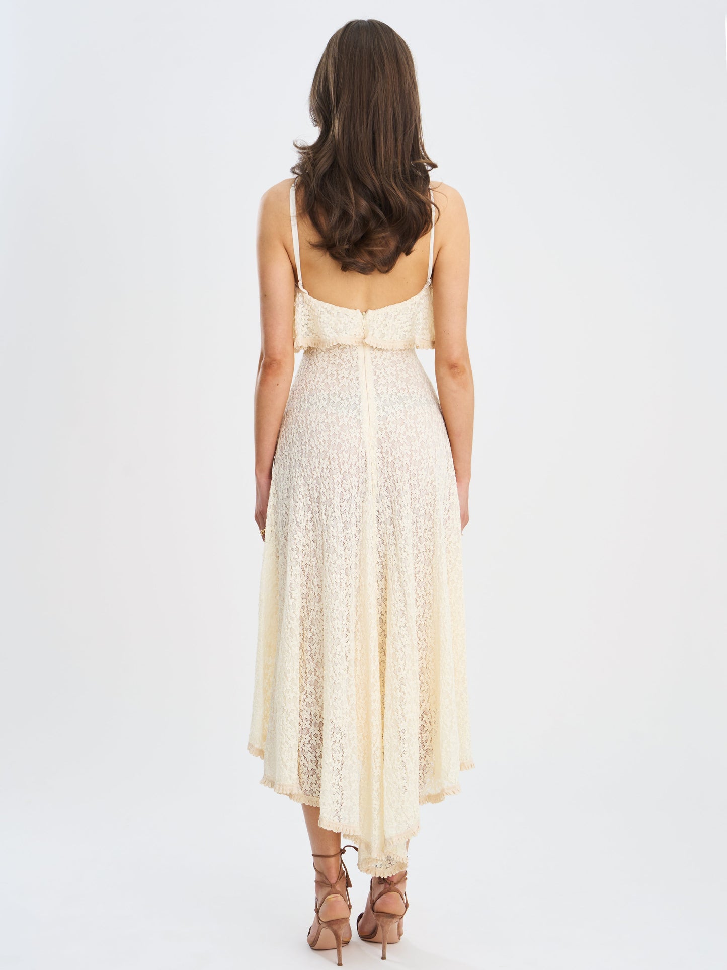Idra Lace Trim Sleeveless Crochet Midi Trailing Dress