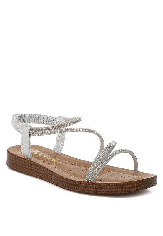 Ridayne Rhinestones Embellished Strappy Flats