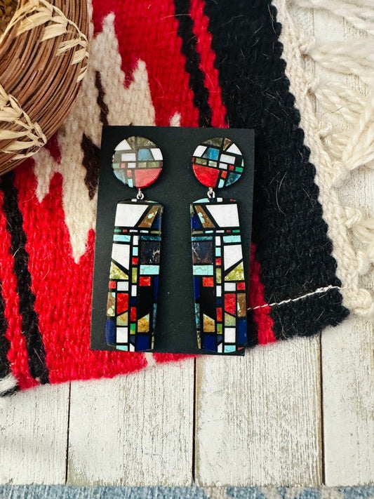 Santo Domingo Multi Stone Inlay Dangle Earrings