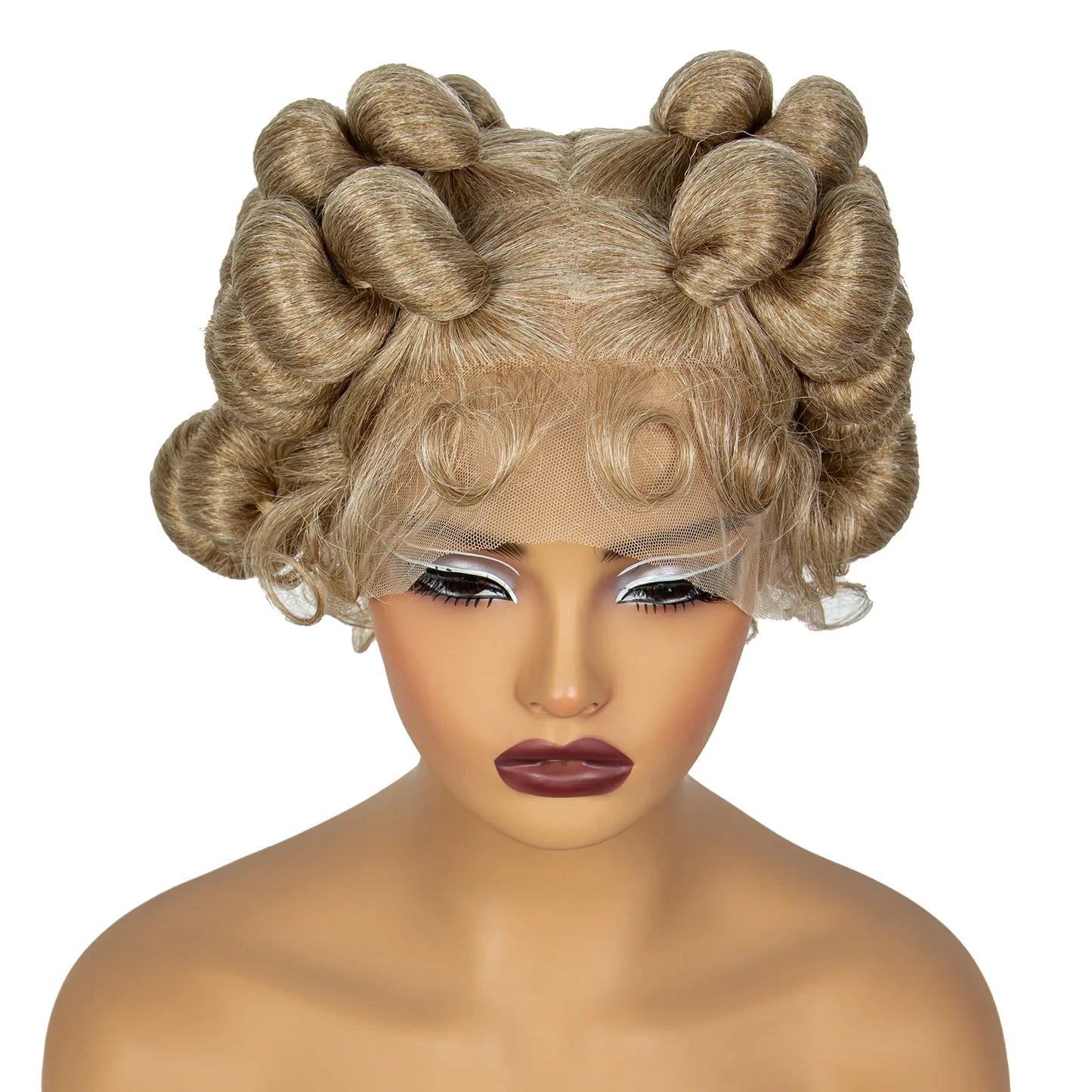 613 Blonde Short Cute Handmade Bantu Knotless Braided Wig | Full Lace Synthetic Wig for Black Women