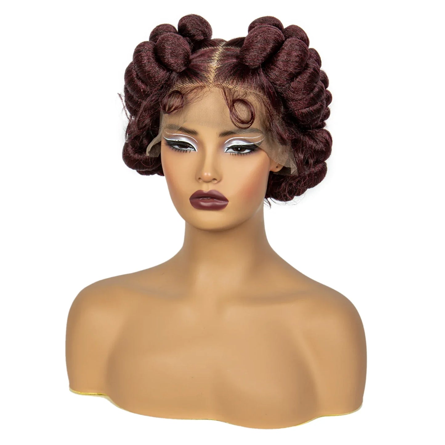 Ginger Orange Bantu Knotless Braids Wig | Full Lace | Short Bob | 350#