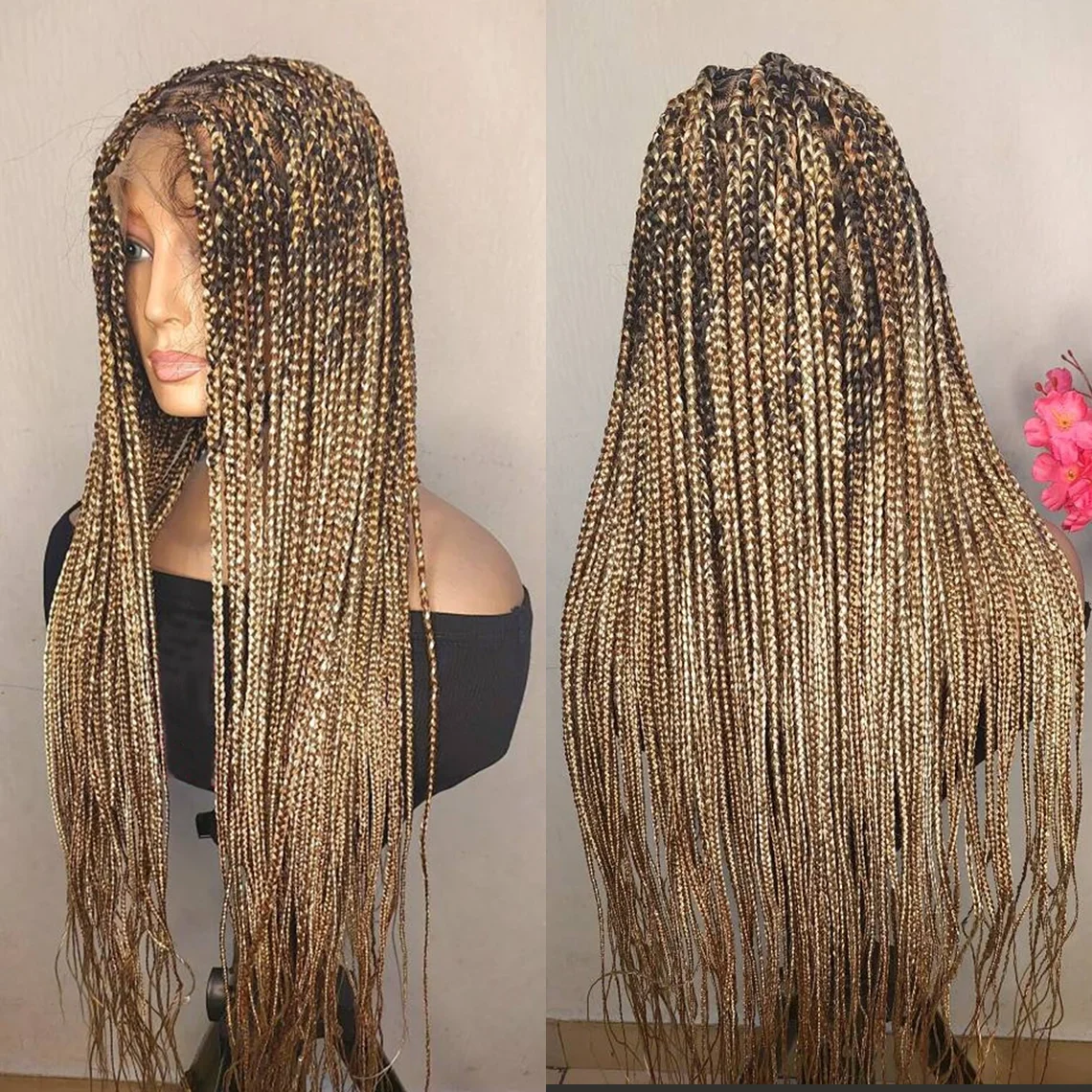 32" Mixed Blonde Knotless Braids Wig | Full Lace | 13x4/13x6 | Custom Made | Human Hair Blend
