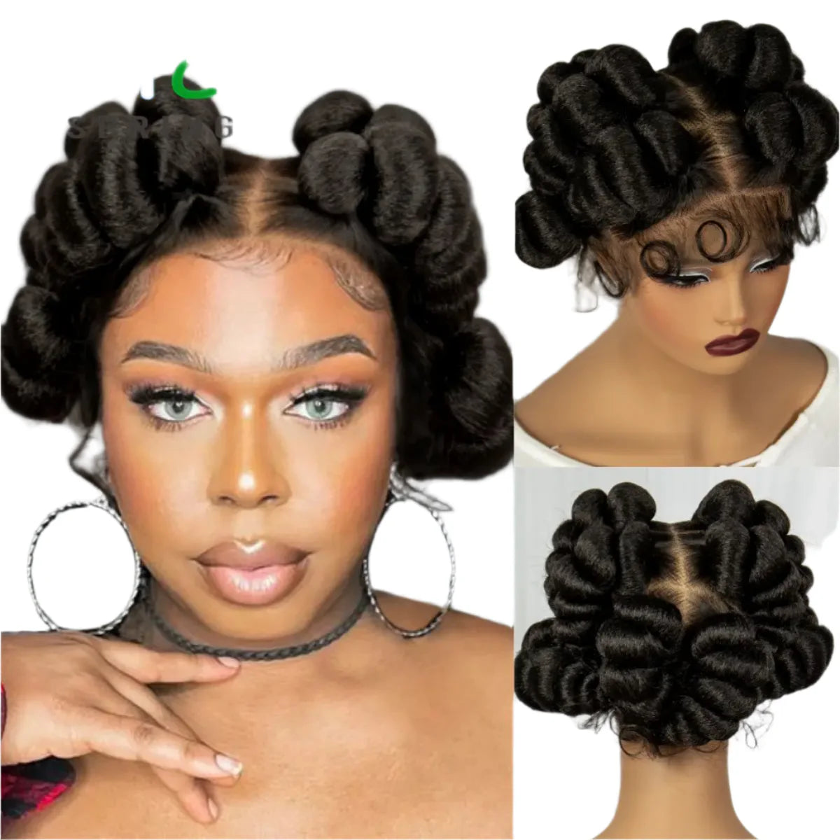 6" Short Bantu Knotless Braids Wig | 1B/30 Ombre | Full Lace