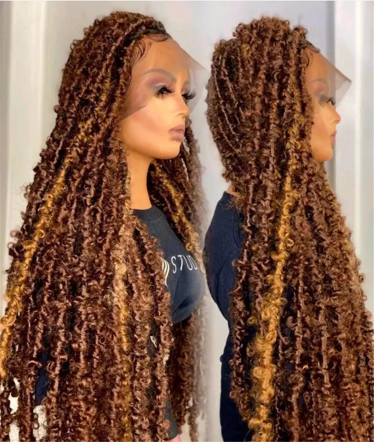 Premium Braided Wig - Box Braids, Cornrows, Goddess Locs, Butterfly Locs, Dreads - Full Lace, Transparent Lace