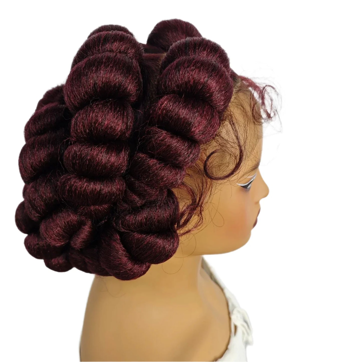 Ginger Orange Bantu Knotless Braids Wig | Short Cute Handmade | Full Lace