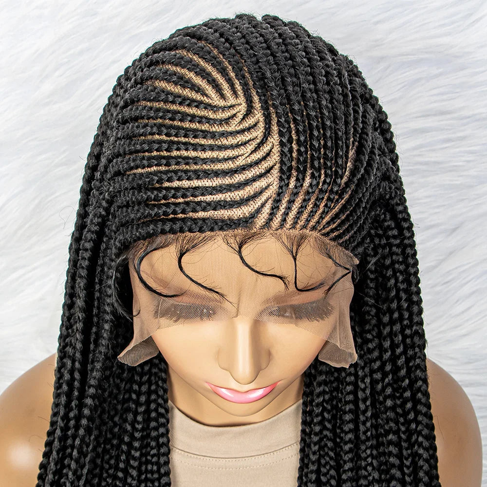 13x6 Lace Front Knotless Box Braided Wig with Baby Hair | Trendy Synthetic Braids Wig for Black Women
