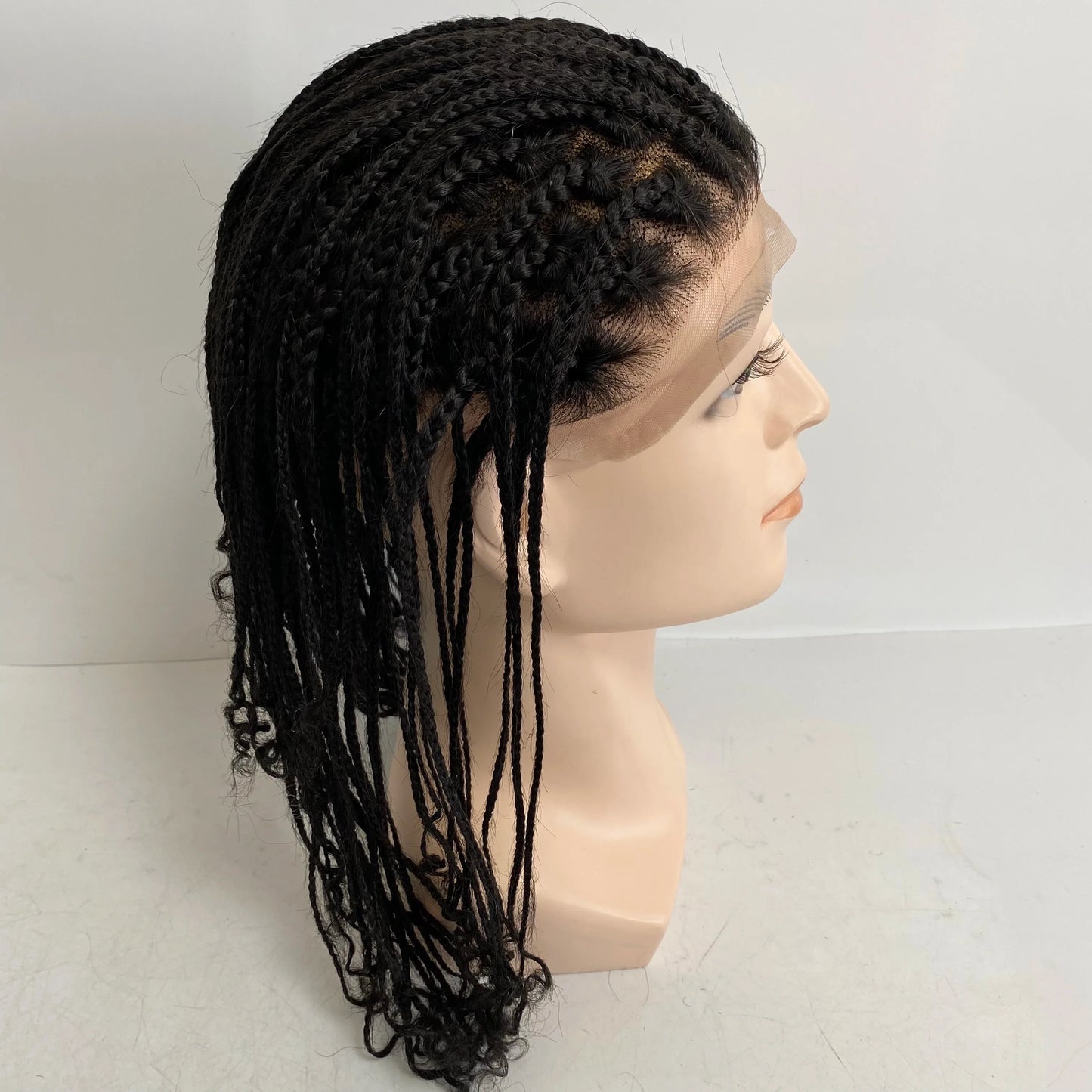 Premium Brazilian Virgin Box Braids Full Lace Wig (14", 1B) - Fast Shipping