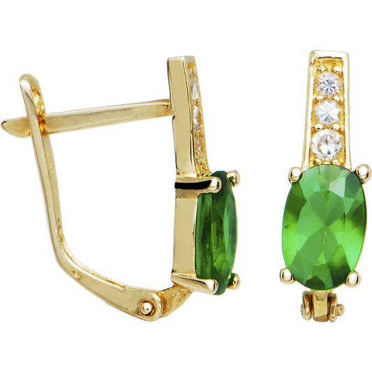 14k Yellow Gold CZ May Birthstone Leverback Earrings