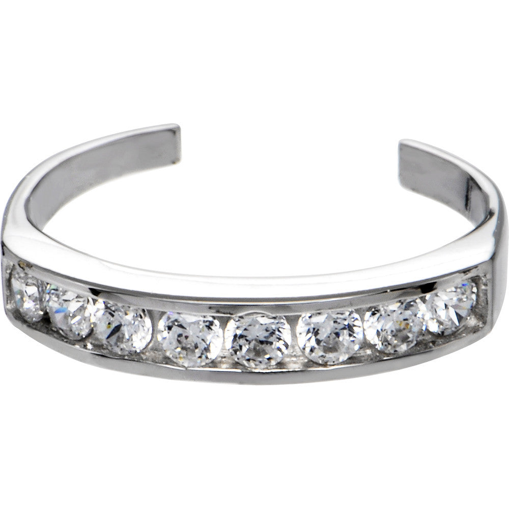 10k White Gold Cubic Zirconia Toe Ring