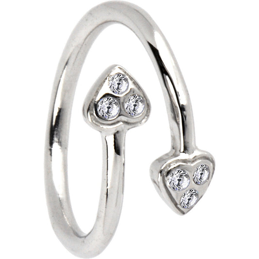 10k White Gold Double Gem Heart Toe Ring
