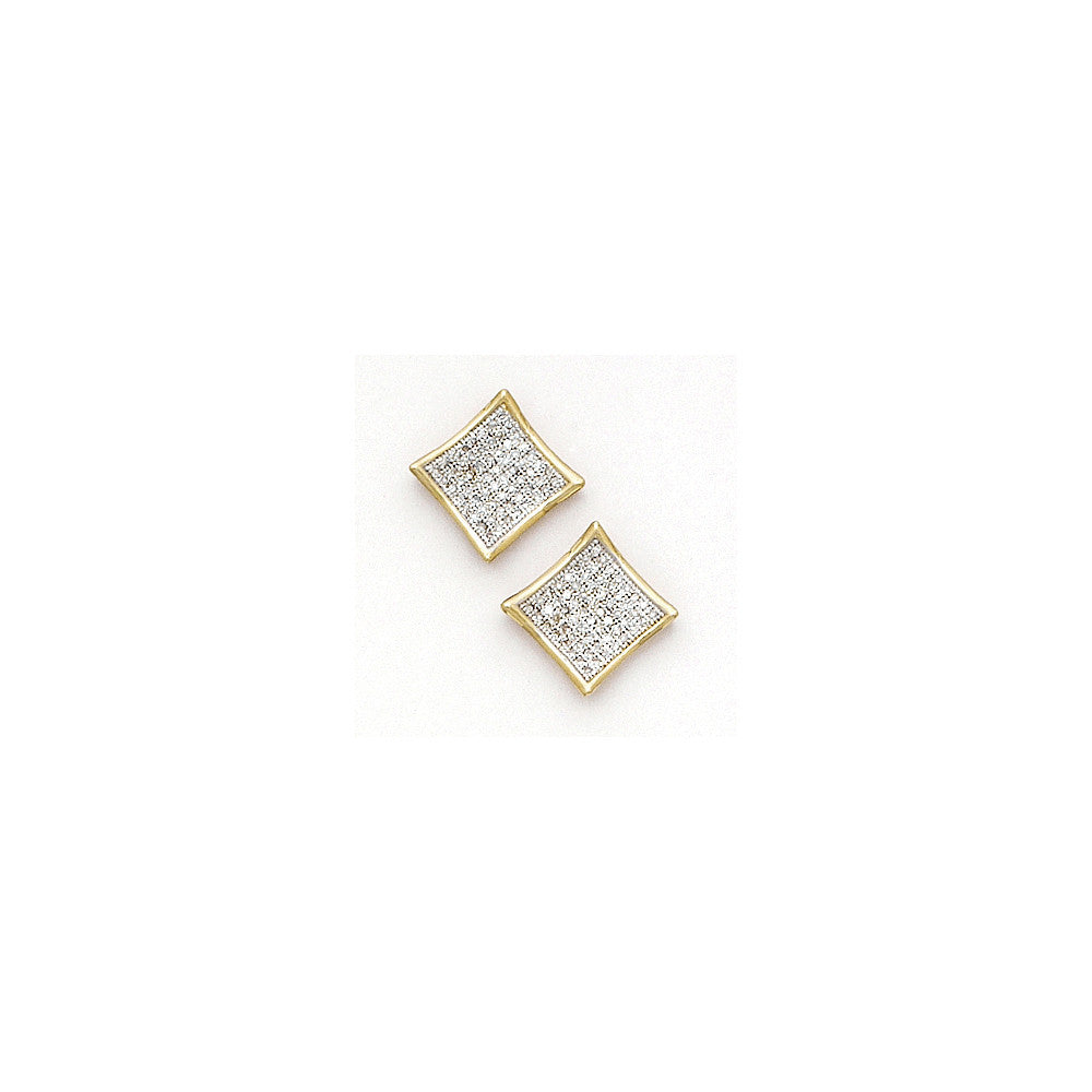 Solid 14k Yellow Gold .25 Carat Micro Pav+ﾬ Genuine Diamond Earrings