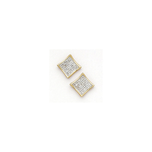 Solid 14k Yellow Gold .25 Carat Micro Pav+ﾬ Genuine Diamond Earrings
