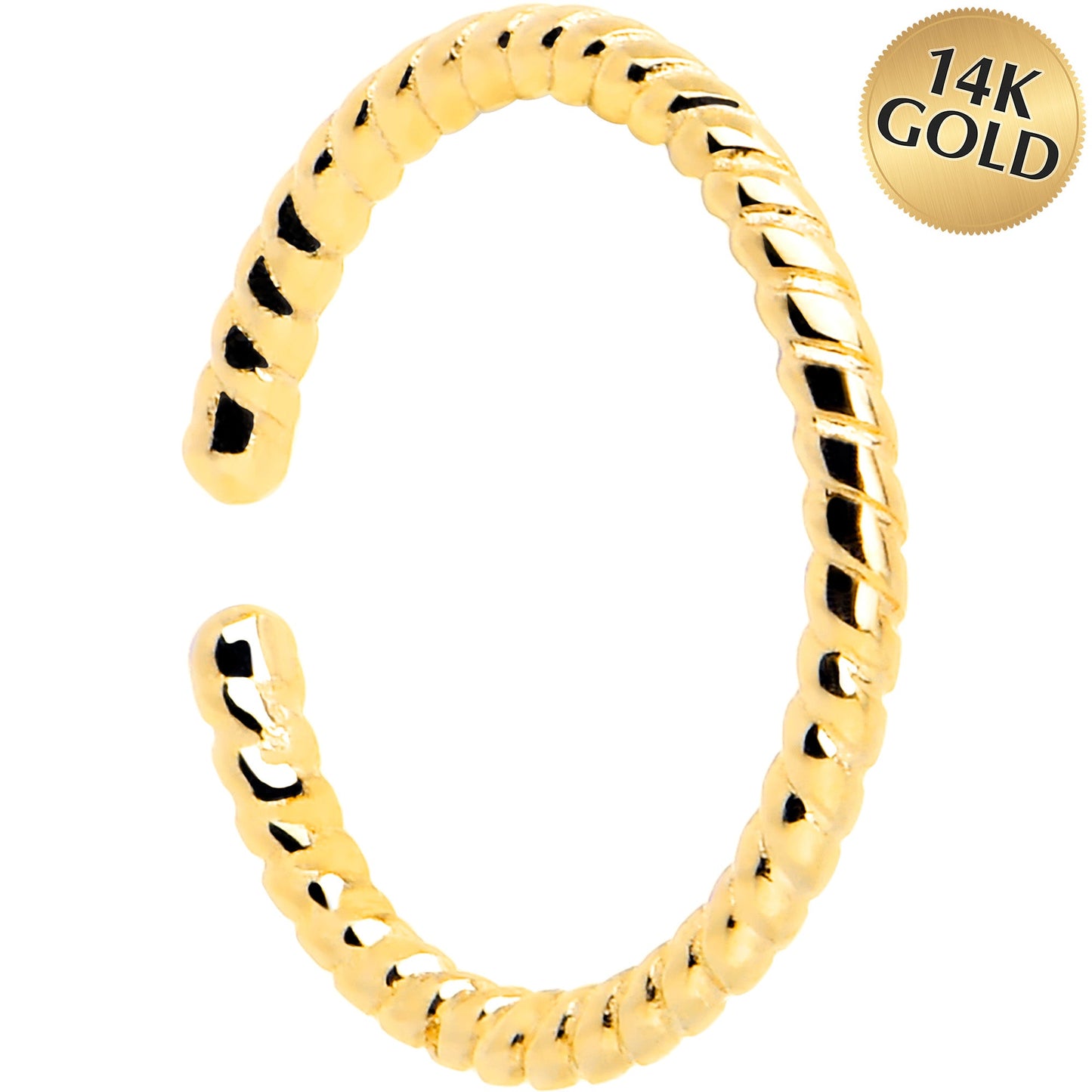 14k Yellow Gold Bendable Nose Hoop 20G 5/16 Twisted