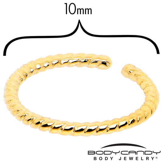 14k Yellow Gold Bendable Nose Hoop 20G 5/16 Twisted