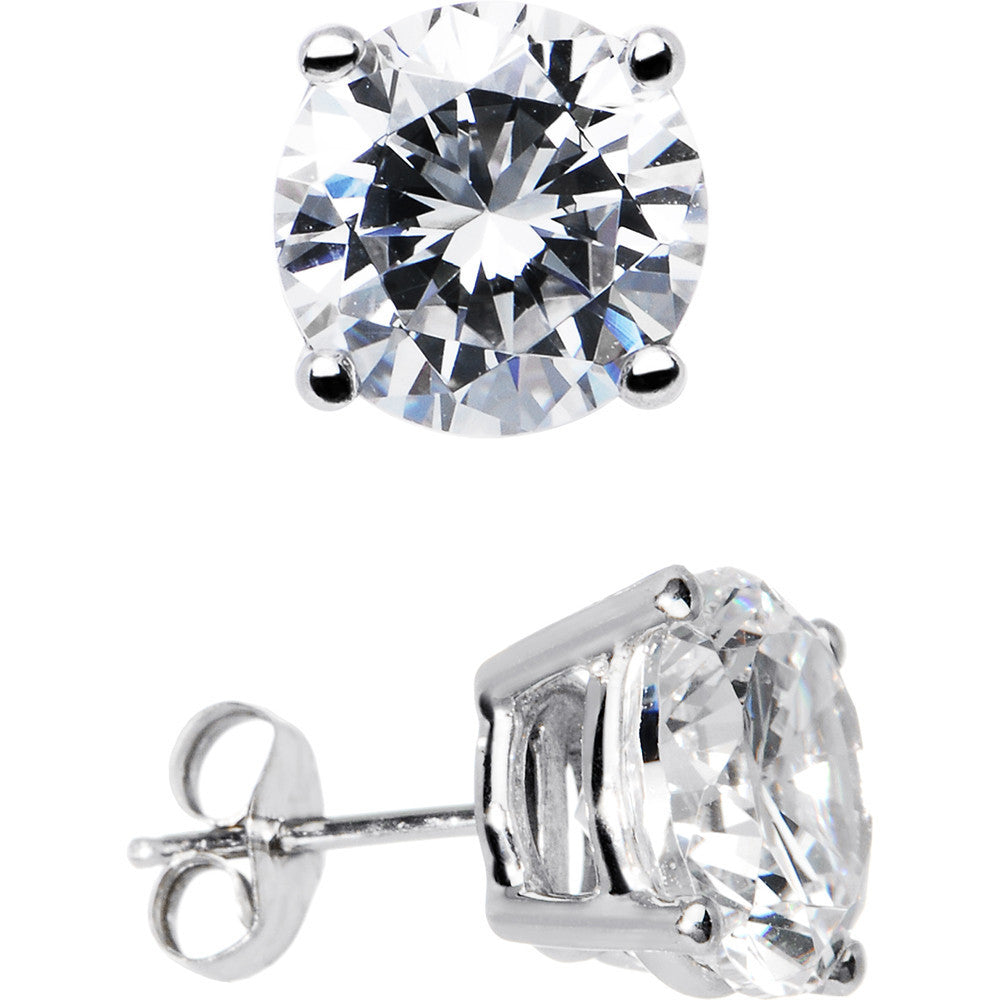 Sterling Silver 3.5 ct Basket-Set Cubic Zirconia Stud Earrings