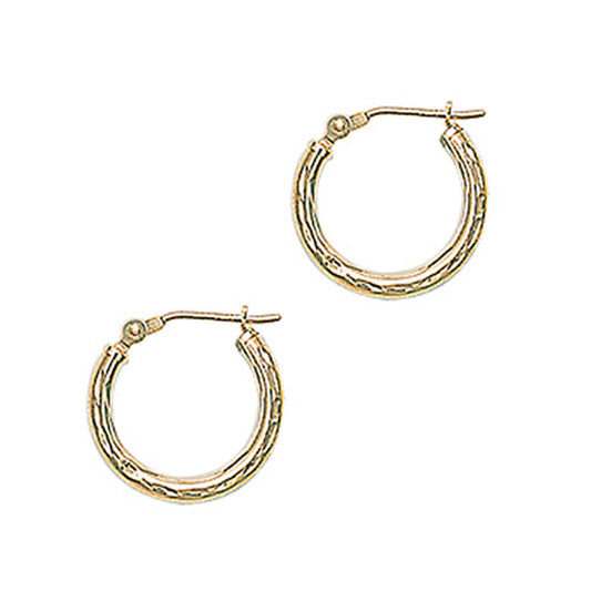 Solid 14K Yellow Gold 5/8 Inch Twist Pattern Hoop Earrings