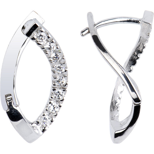Sterling Silver Angular Cubic Zirconia Huggy Earrings