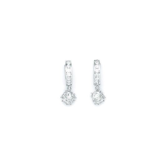 Sterling Silver 2mm CZ Cube Huggy Earrings