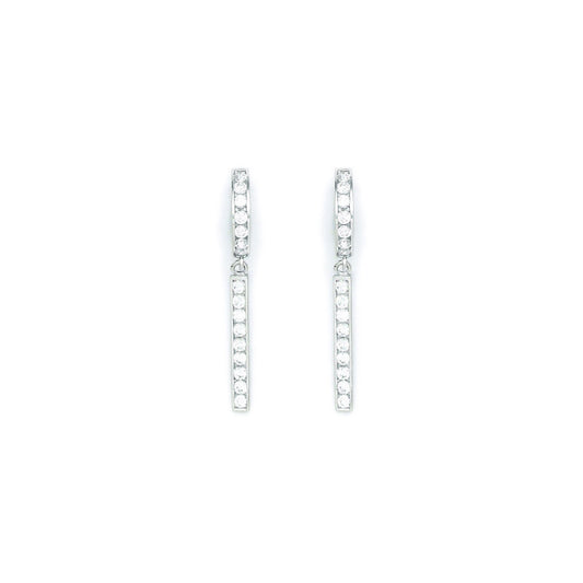 Sterling Silver Classic CZ Drop Huggy Earrings