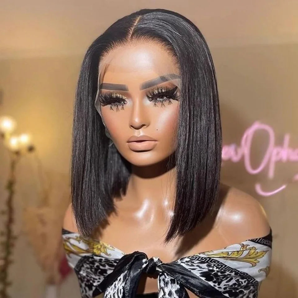 Ombre Orange Blonde Bob Wig | Straight Human Hair Lace Front