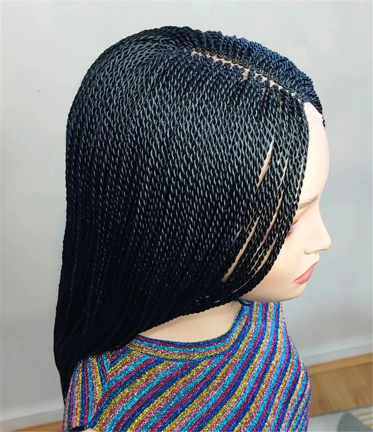 Micro Twist Nano Braided Wig - Black & Gold Million Braids Lace Closure Wig - Boho Locs Braided Wig for Black Women