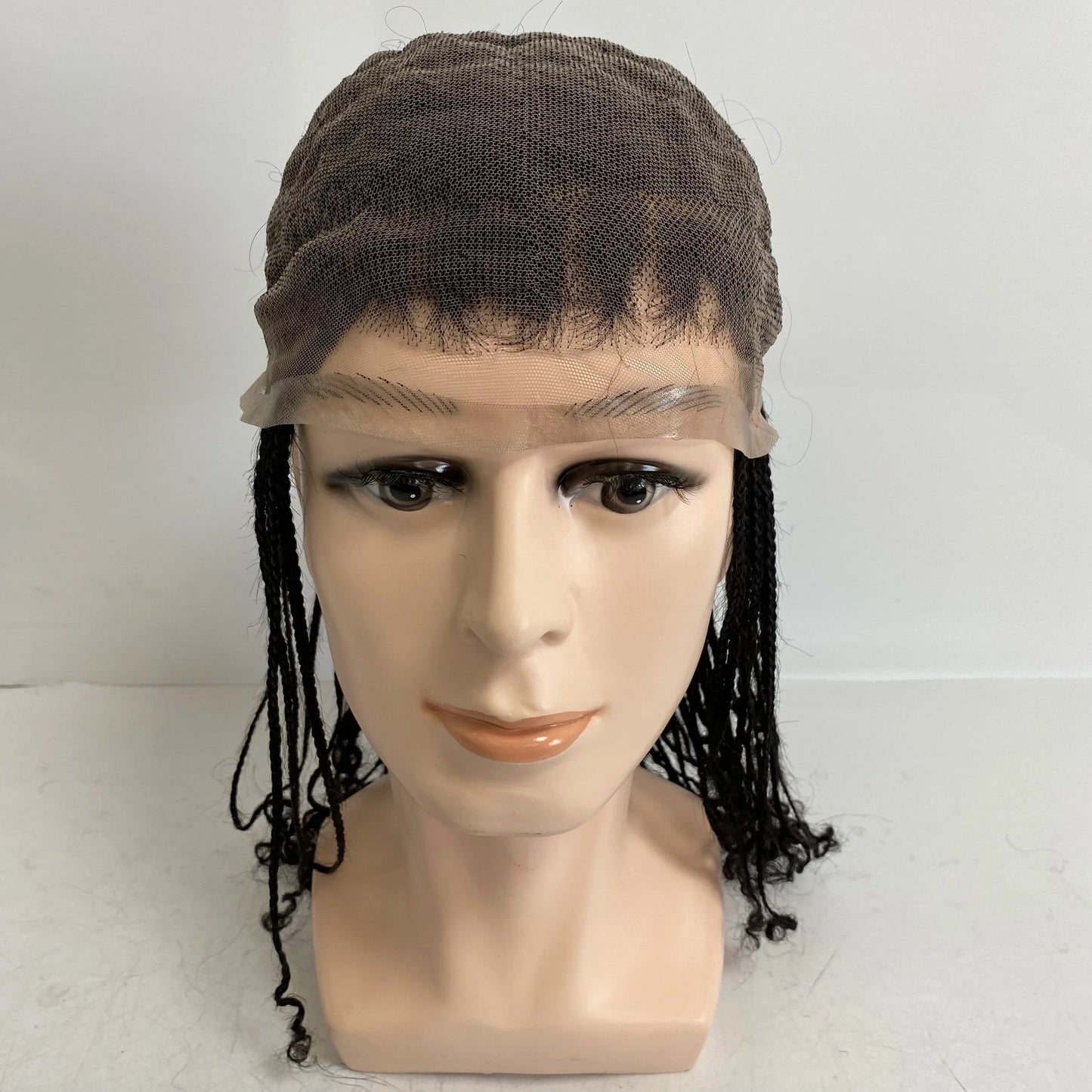 Premium Brazilian Virgin Box Braids Full Lace Wig (14", 1B) - Fast Shipping