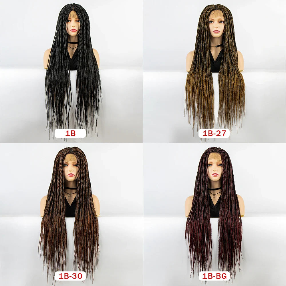 36" Knotless Box Braids Full Lace Wig | Crochet Braids | Synthetic Braiding Hair | Black Women