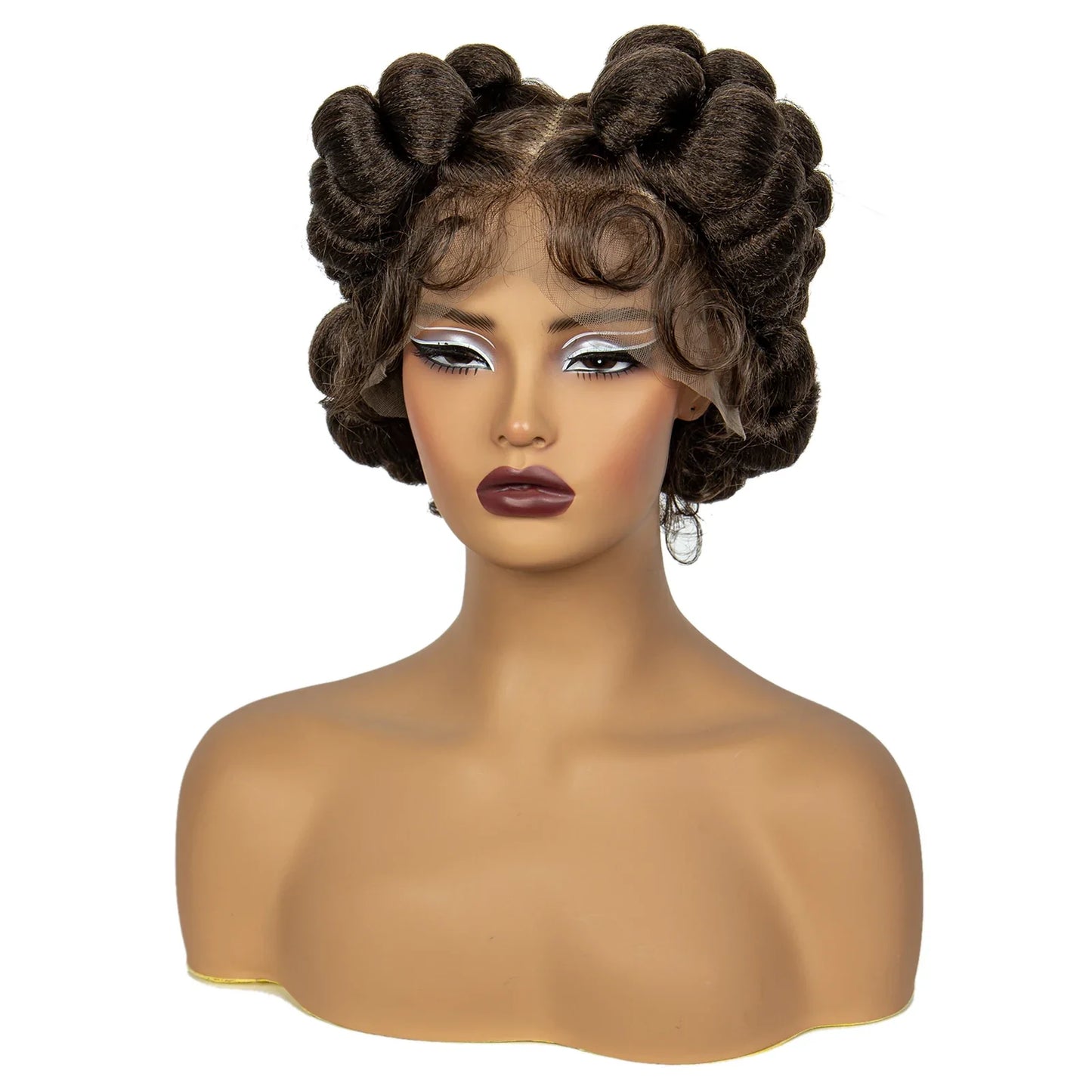 613 Blonde Short Cute Handmade Bantu Knotless Braided Wig | Full Lace Synthetic Wig for Black Women