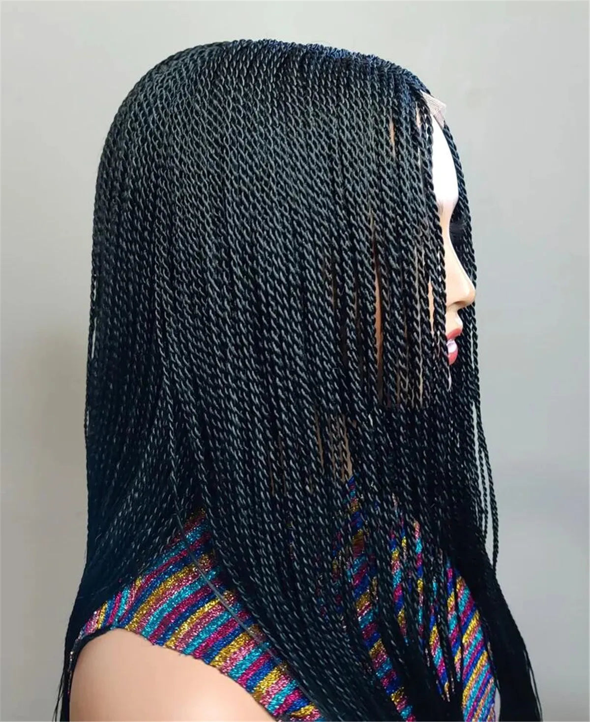 Micro Twist Nano Braided Wig - Black & Gold Million Braids Lace Closure Wig - Boho Locs Braided Wig for Black Women