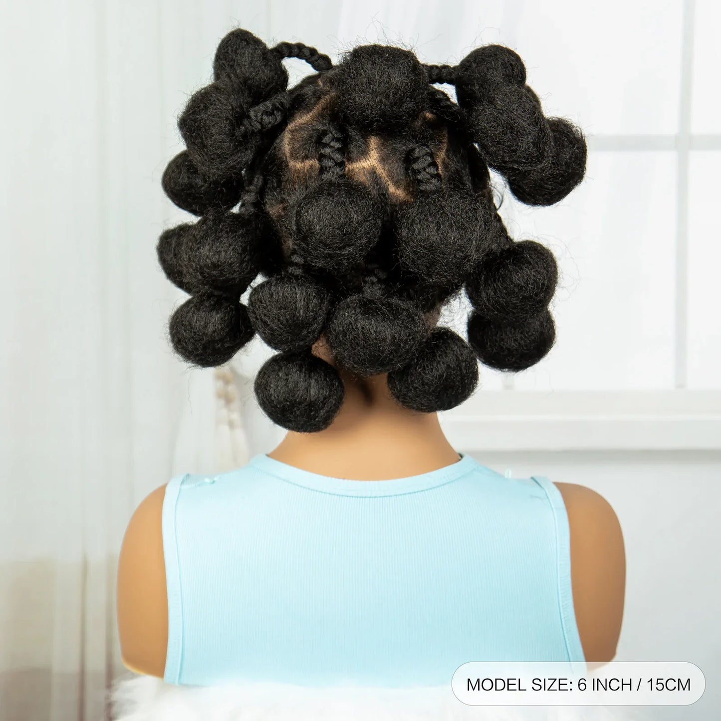 Short Cute Handmade Bantu Knotless Braids Wig | Transparent Full Lace Frontal