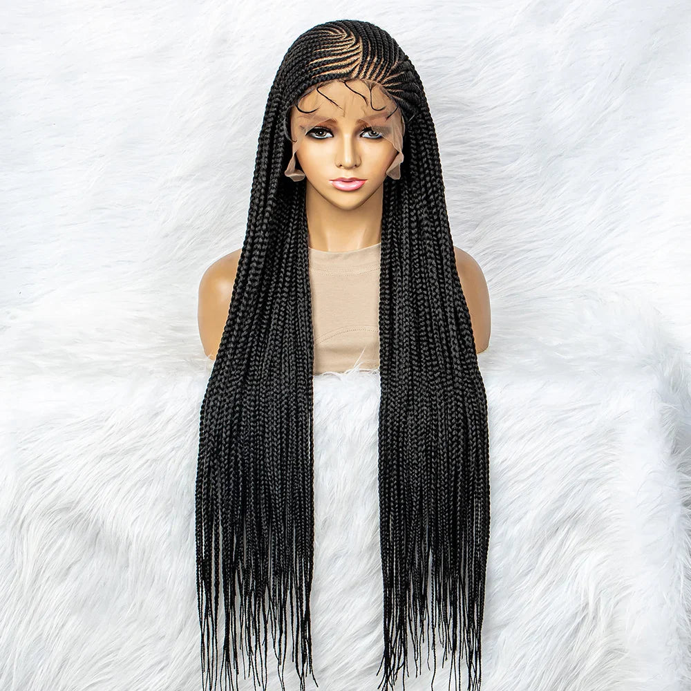 13x6 Lace Front Knotless Box Braided Wig with Baby Hair | Trendy Synthetic Braids Wig for Black Women