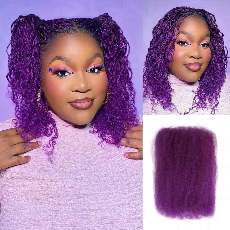 QVR Afro Kinky Curly Bulk Human Hair | No Attachment | Remy Hair | Natural Color | Dreadlock & Braiding Hair
