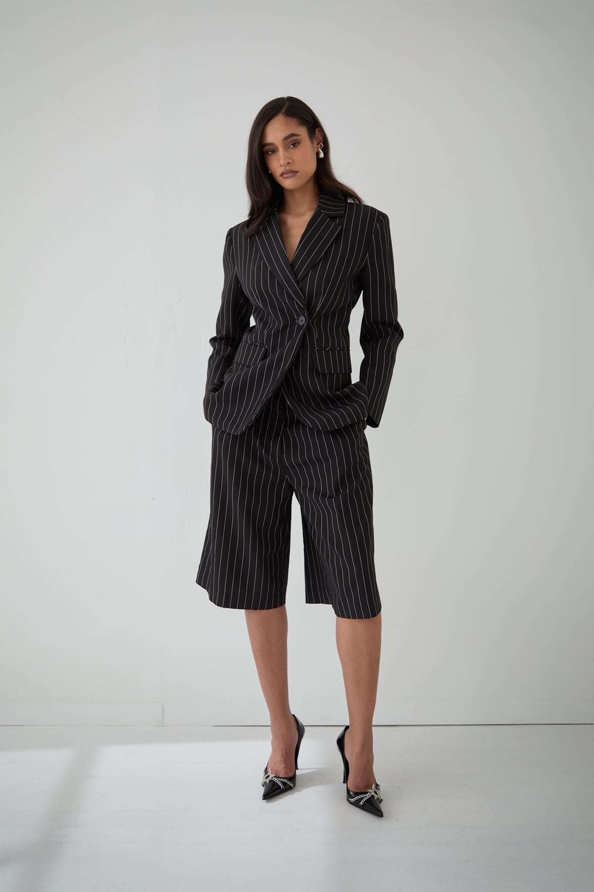 NADINE pinstripe bermuda shorts