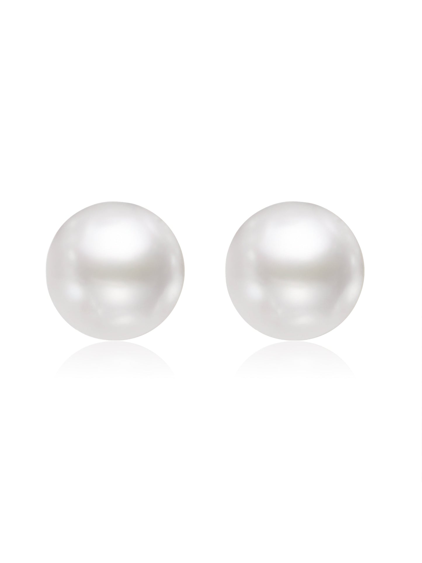 Miss Circle Freshwater Pearl White Gold Vermeil Studs