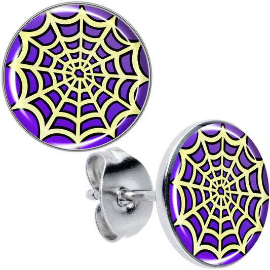 Two Tone Spider Web Stud Earrings by Onyx O