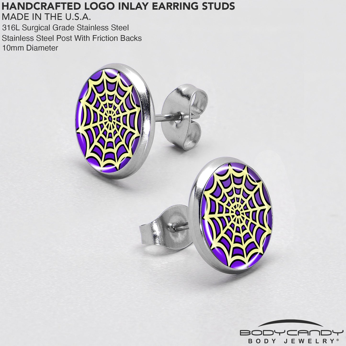 Two Tone Spider Web Stud Earrings by Onyx O