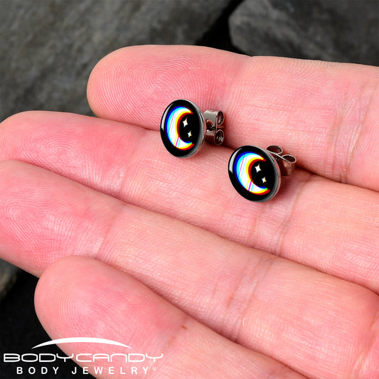 Chromatic Moon Stud Earrings by Onyx O