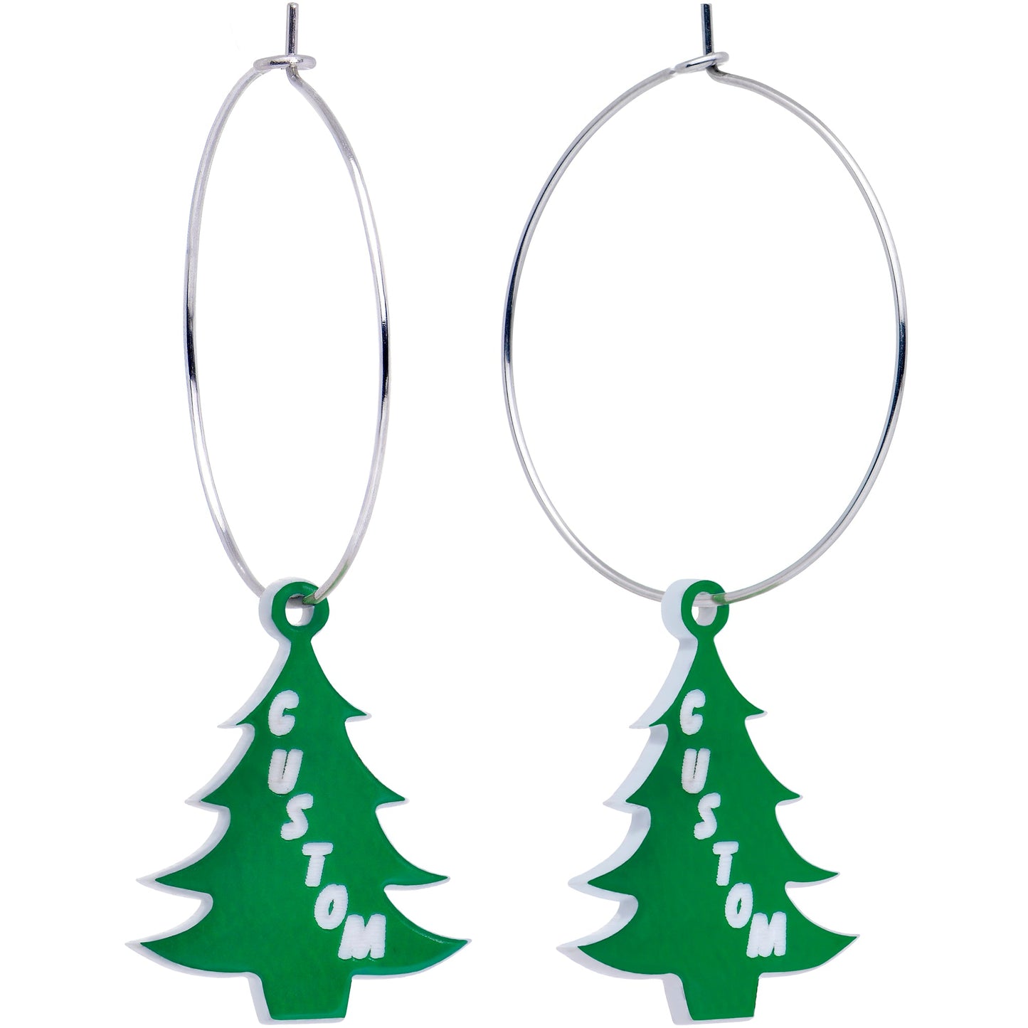 Custom Christmas Tree Personalized Hoop Earrings