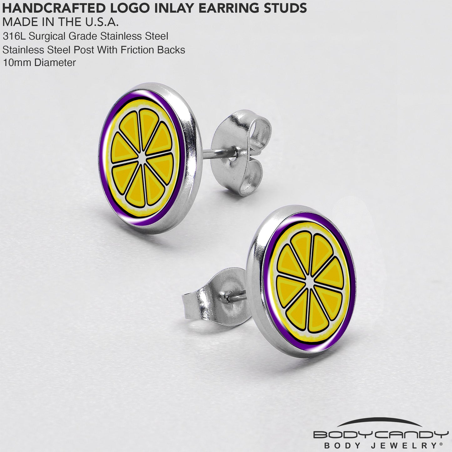 Yellow Slice of Lemon Stud Earrings by Onyx O