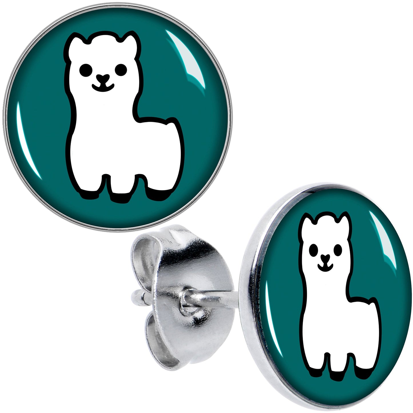 White Llama Stud Earrings by Onyx O