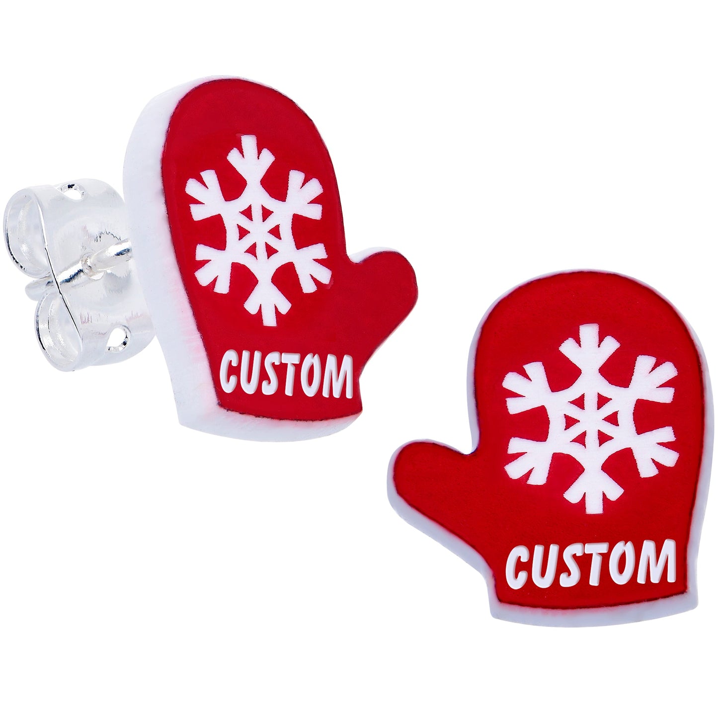 Custom Holiday Mittens Personalized Stud Earrings