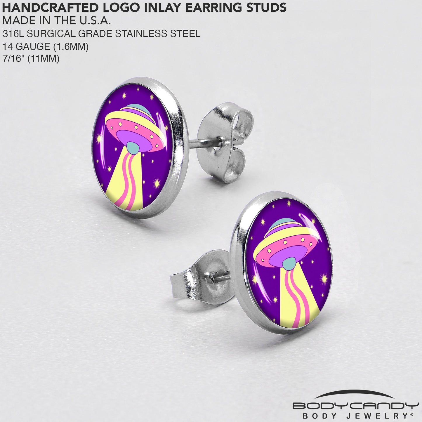 Style Space Invasion UFO Stud Earrings by Onyx O