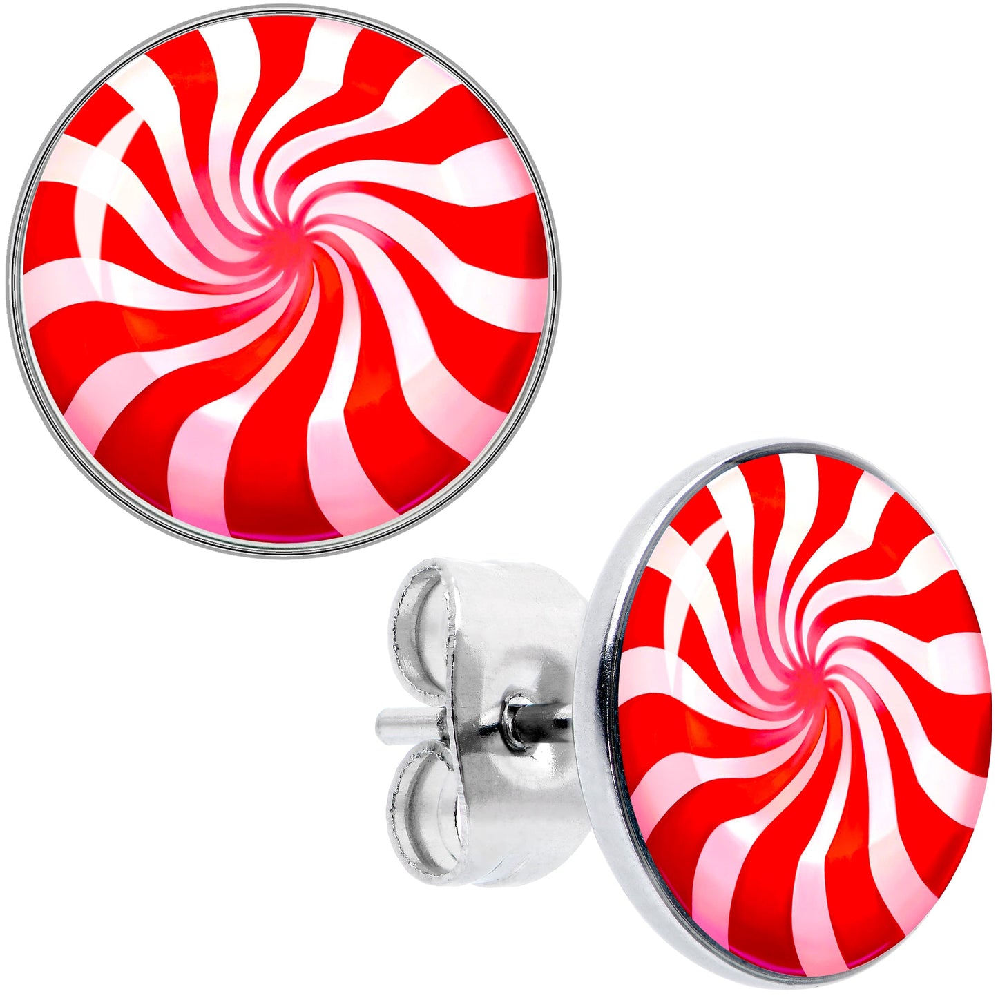 Holiday Peppermint Candy Stud Earrings