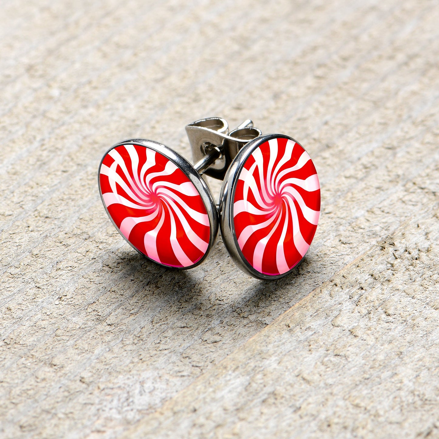 Holiday Peppermint Candy Stud Earrings
