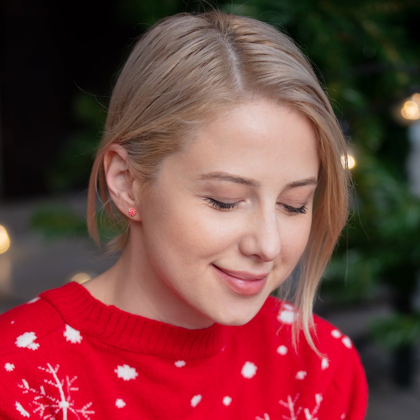 Holiday Peppermint Candy Stud Earrings