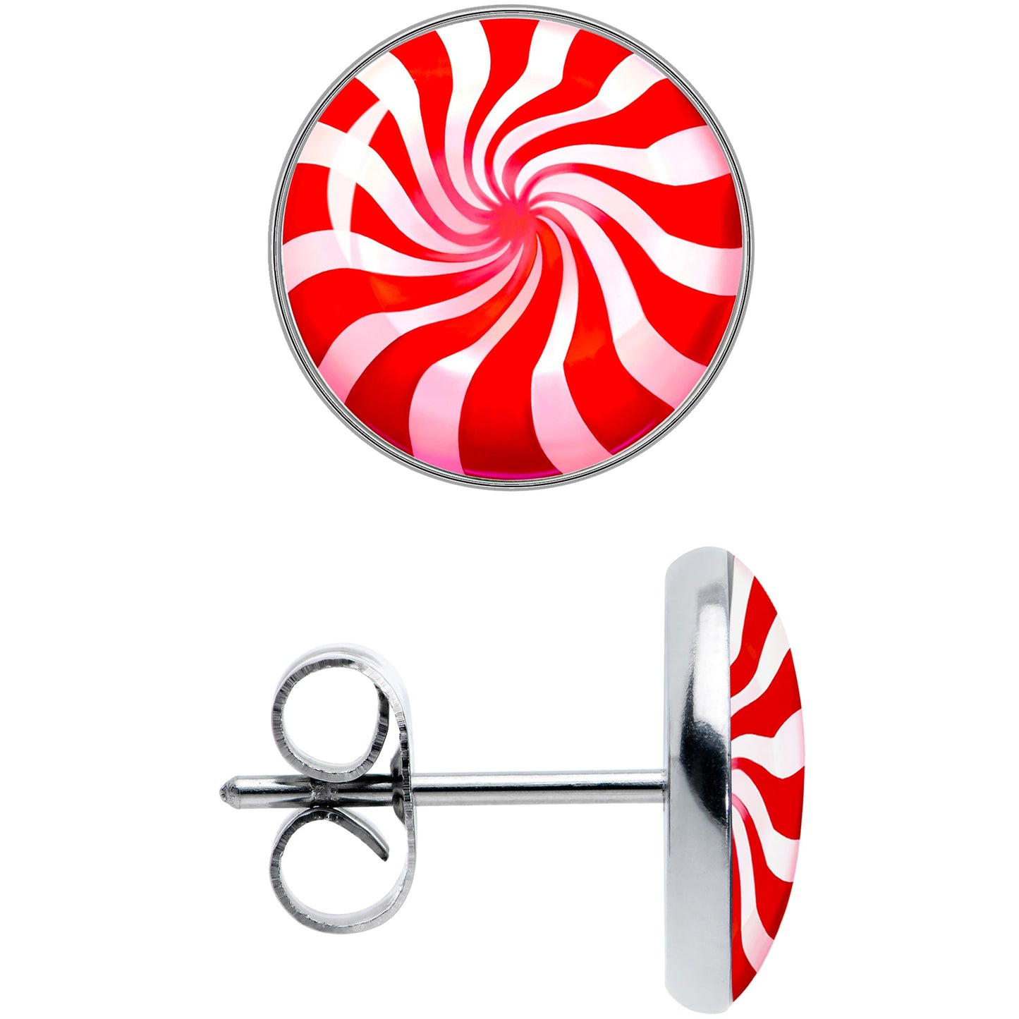 Holiday Peppermint Candy Stud Earrings