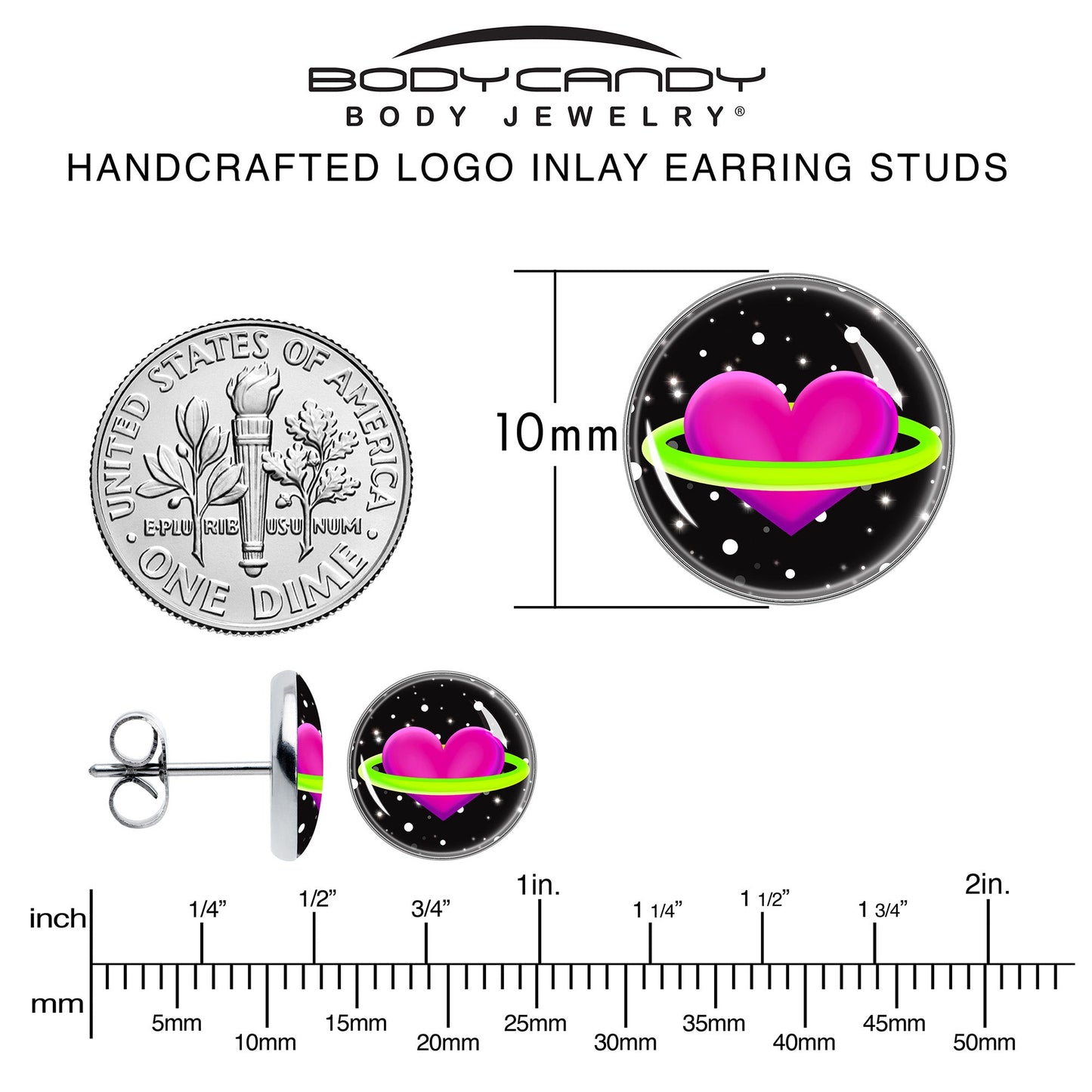 Heart Planet Stud Earrings by Onyx O